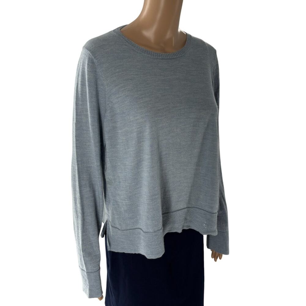Eileen Fisher Blue Dawn Melange Ultra Fine Merino Wool Knit Top - Picture 4 of 8